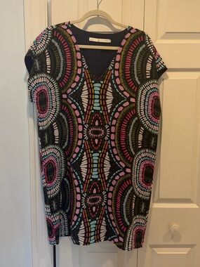 Marie Oliver Silk Shift Dress with Multicolor Accents